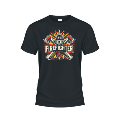 T-shirt: Firefighter Belgium vlam (zwart/navy)