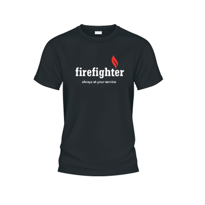 T-shirt: Firefighter At Your Service (zwart/navy)