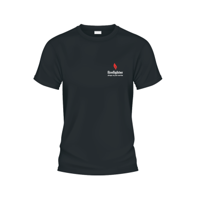 T-shirt: Firefighter At Your Service (klein - zwart/navy)