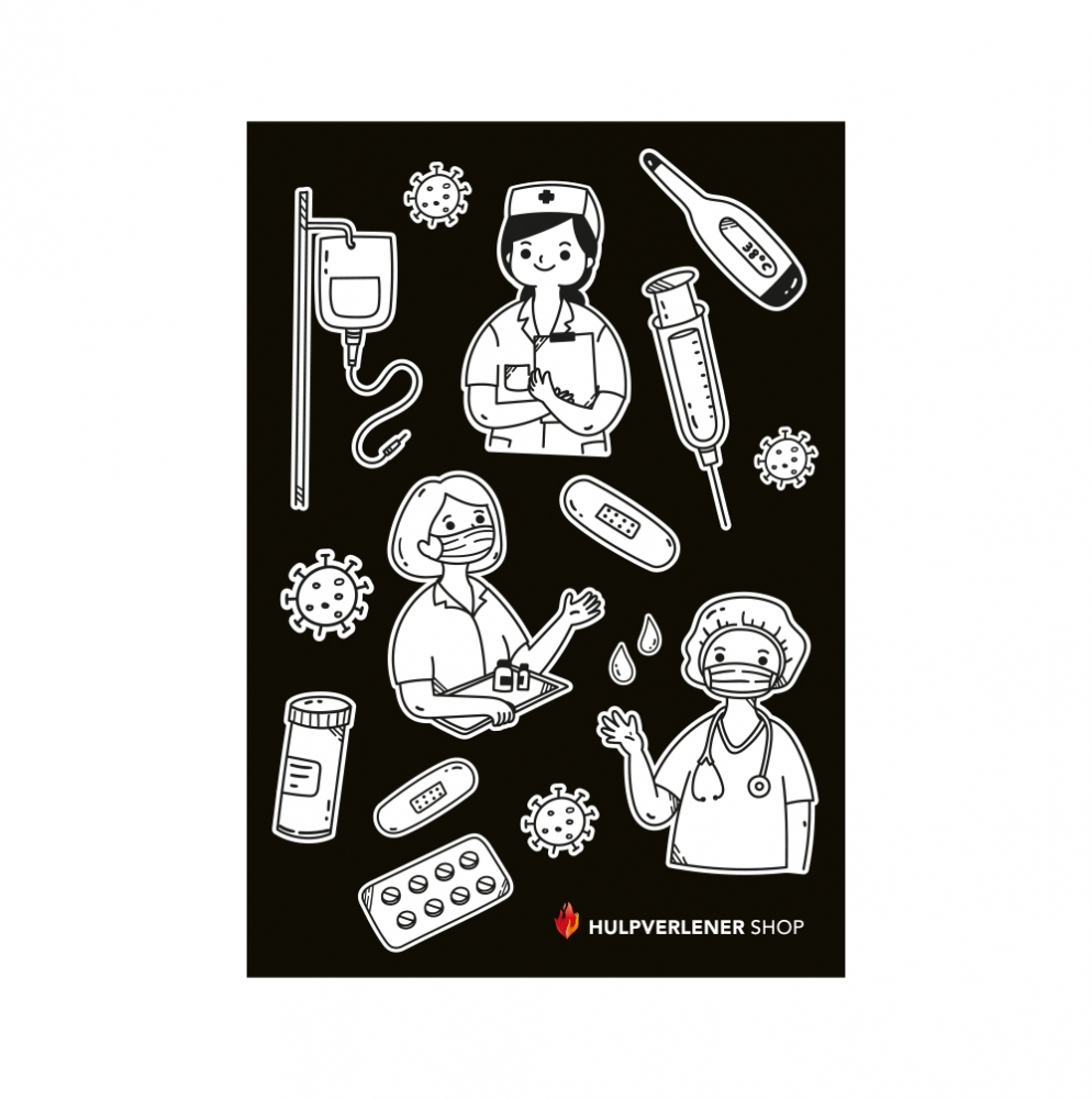 Inkleurbare stickers verpleegkundige